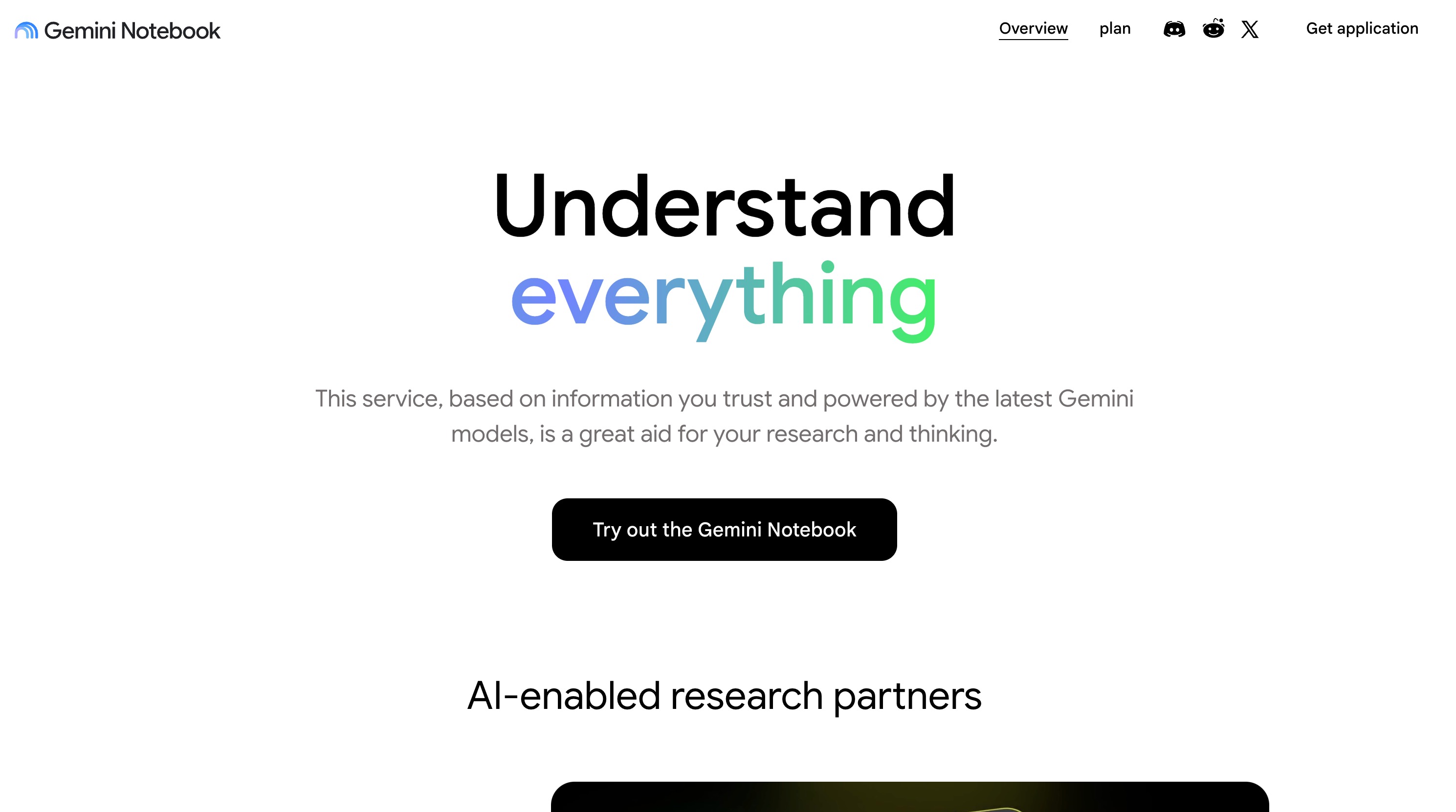 NotebookLM's site at notebook.google, now branded Gemini Notebook: a research and thinking aid grounded in the sources you trust