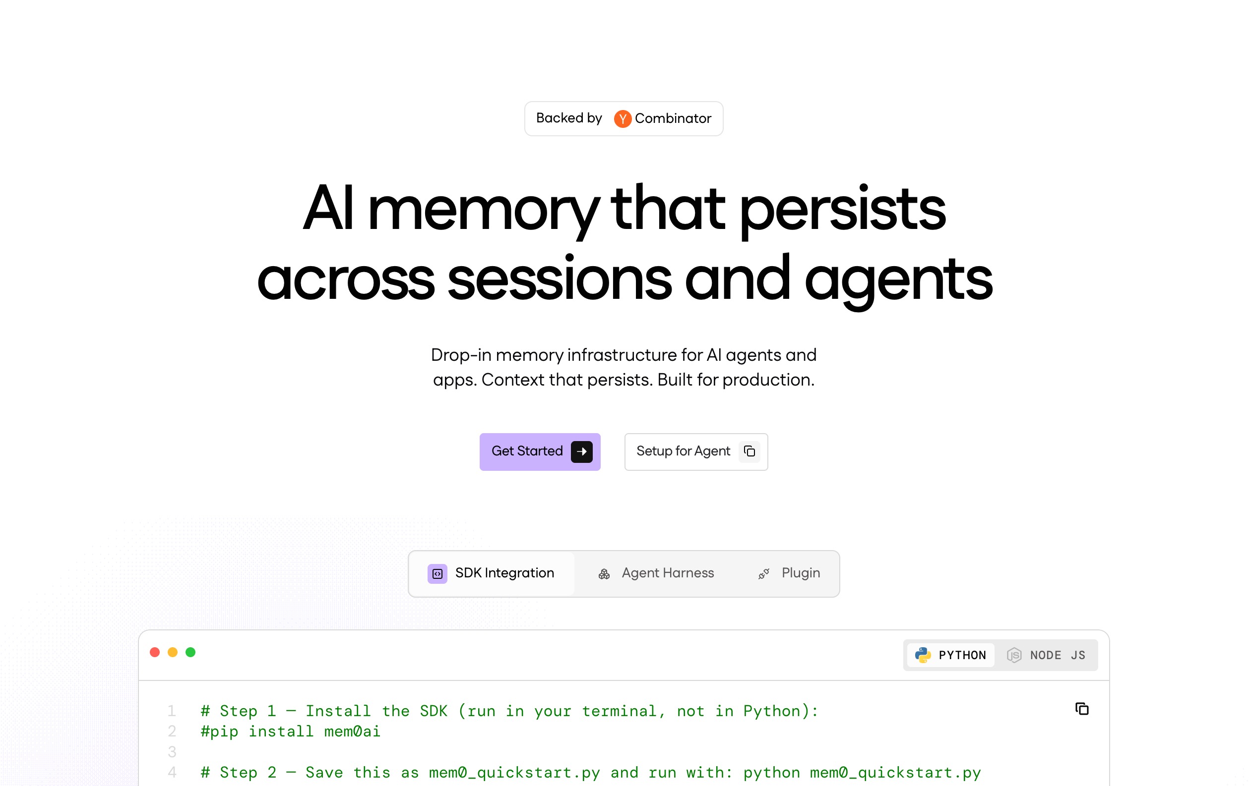 Mem0 user-centric memory API for fast setup and personalization