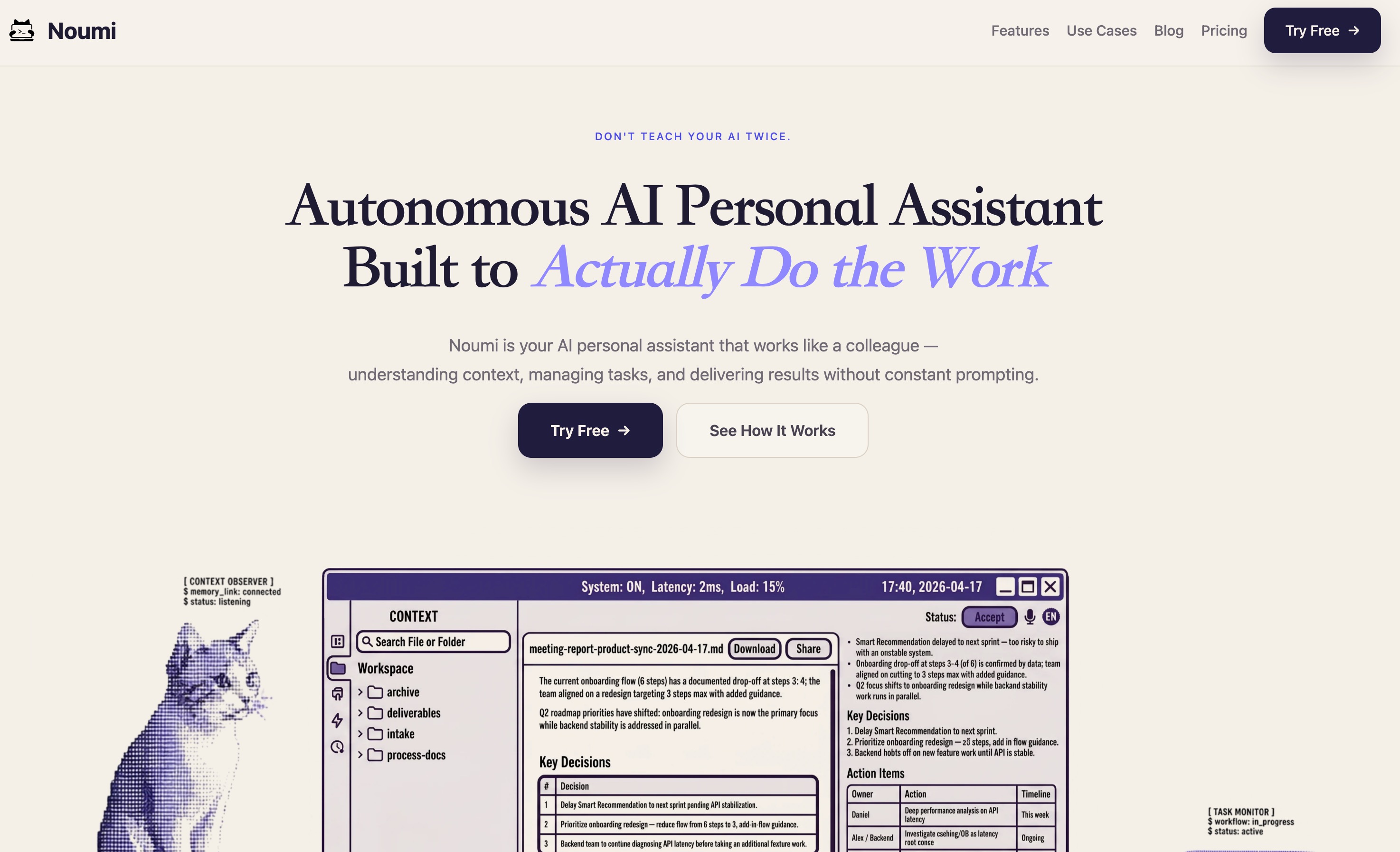 Noumi personal context API with lightweight data structuring